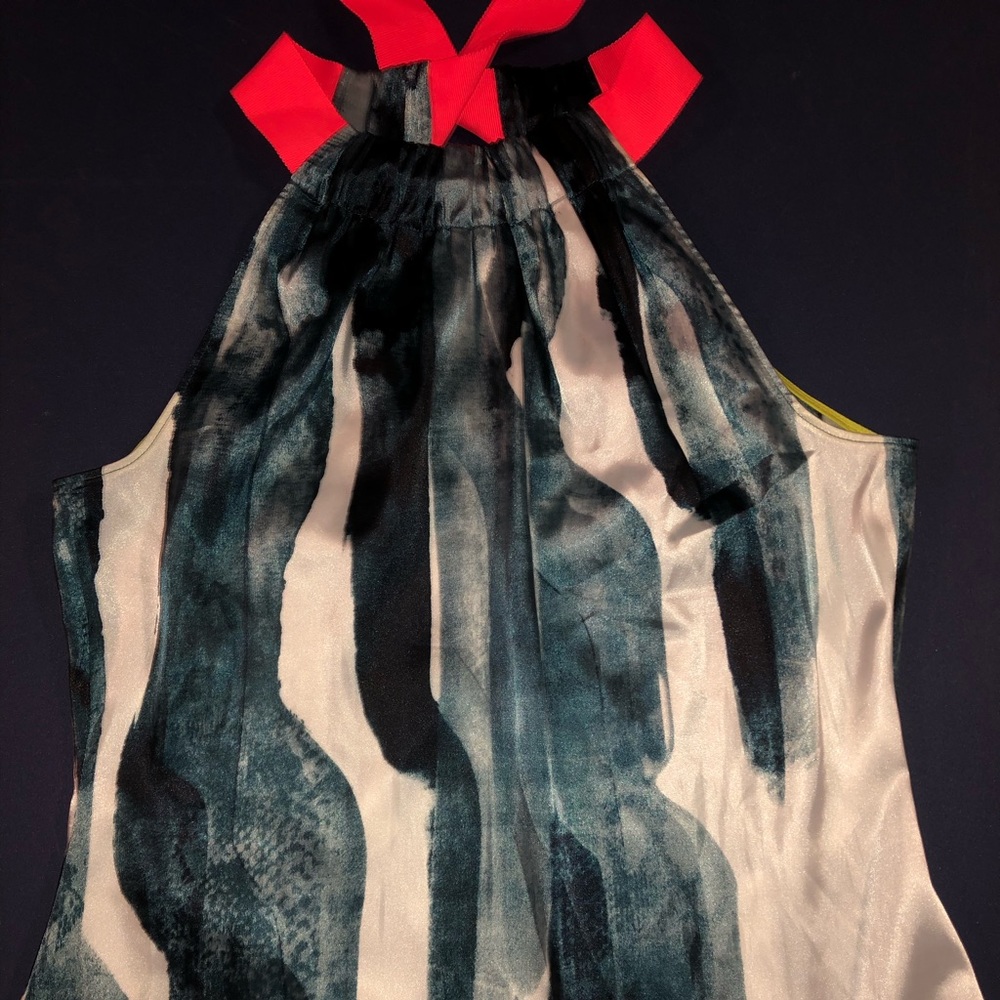 Tahari Petite Printed Tank With Ribbon